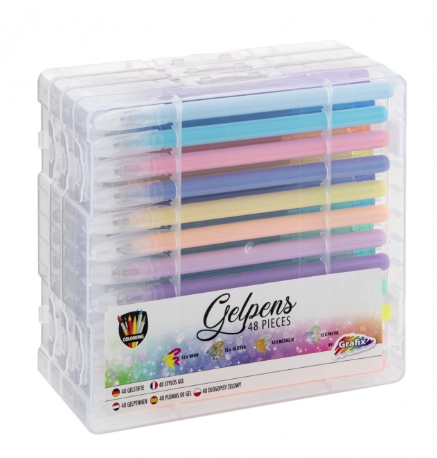 Gelpennen in plastic doos 48 stuks