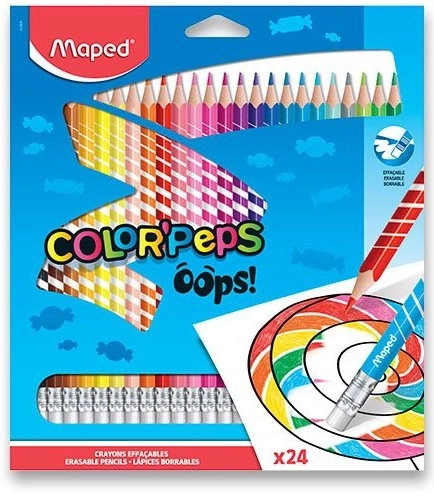 MAPED Driedubbele Kleurpotloden Color'Peps Oops met gum 24 stuks
