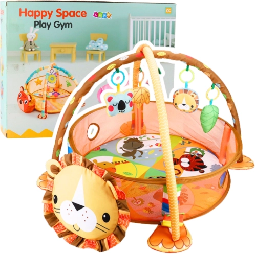 baby-speelmat 3-in-1 leeuw met speelrand en ballen