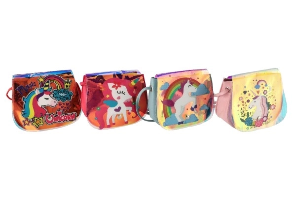 Handtas/Rugzak regenboog eenhoorn plastic 4 kleuren in zak 17x15x3cm