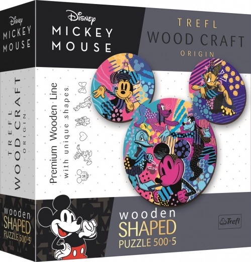 Houten dubbelzijdige puzzel TREFL Wood Craft Origin Mickey Mouse 505 stukjes