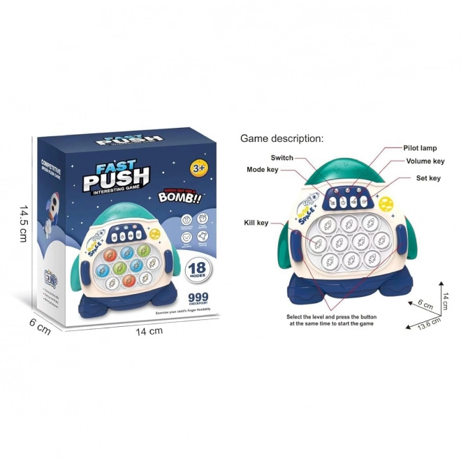 Elektronische stressverlichtende spel POP IT Raket blauw