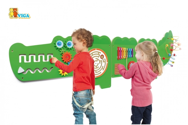 Houten montessori wandpaneel - krokodil