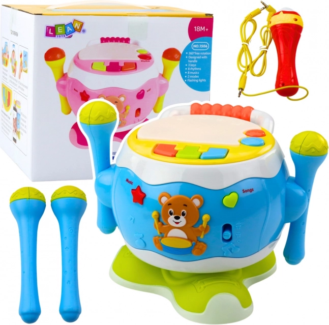 Interactieve muzikale trommel voor kinderen met licht en geluid blauw