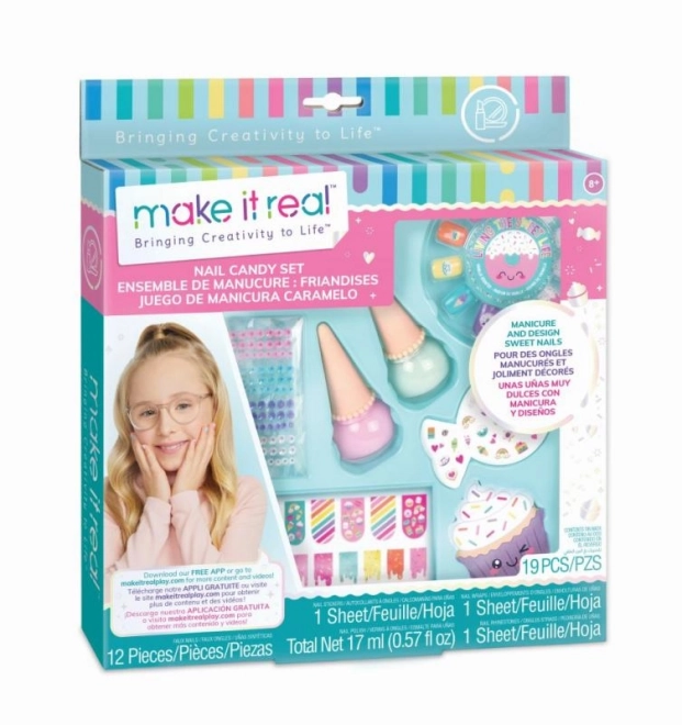 Kleurrijke set voor nagels met Candy stickers