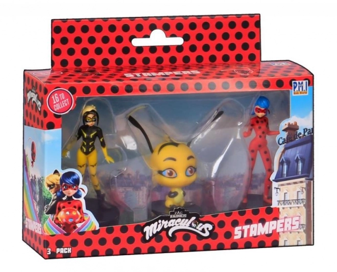 Miraculous: Ladybug en Cat Noir - stempels 3 stuks figuur Ast.