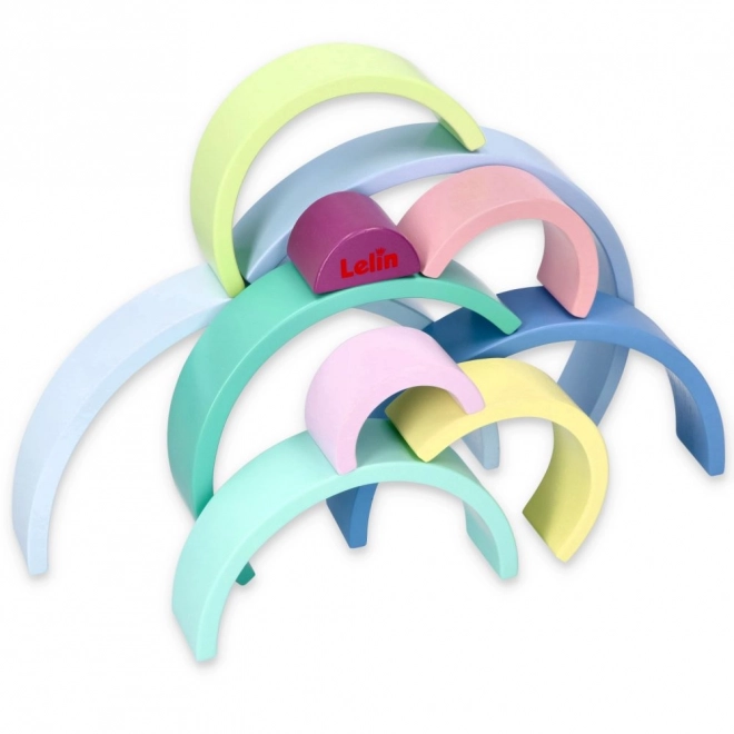 Houten regenboogpuzzel