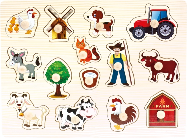 Bino houten puzzel boerderij 14 stukjes