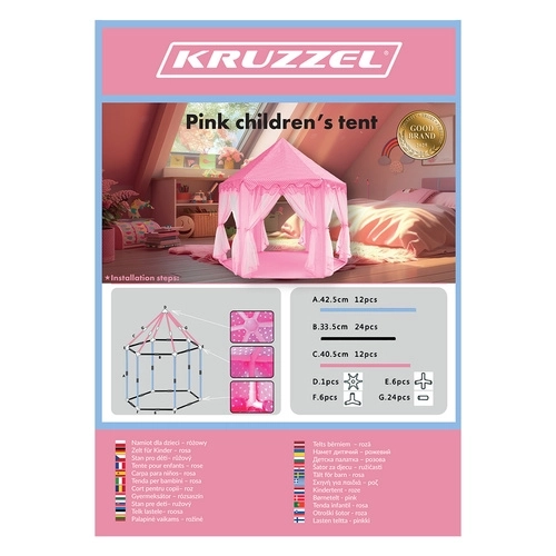 Kruzzel roze kinder tent 23869
