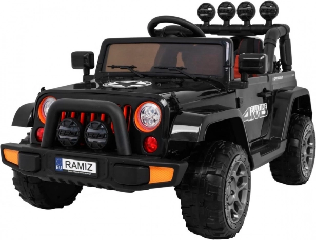 Elektrische terreinwagen voor kinderen Full Time 4WD met 4x4-aandrijving, afstandsbediening en LED-verlichting – zwart