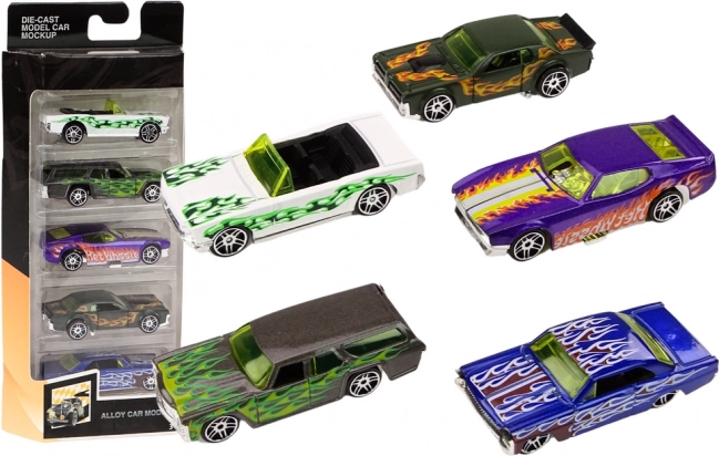 Set metalen autootjes 1:64, 5 stuks