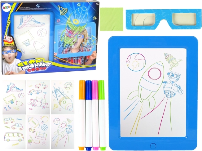 magische verlichte 3D tekentablet – blauw