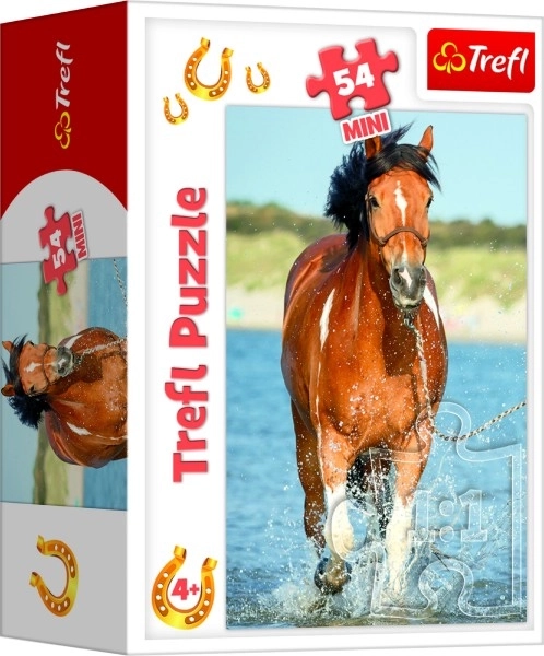 Minipuzzel 54 stuks Paarden 4 soorten in doos 9x6,5x4cm