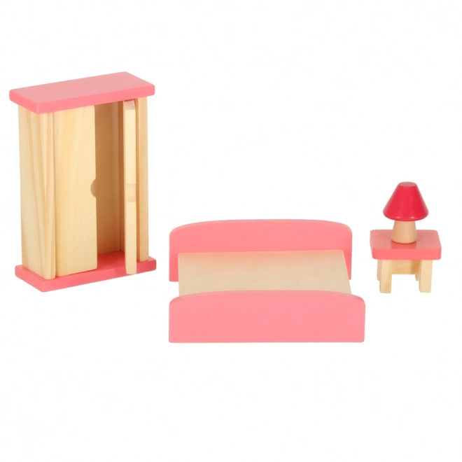 Houten meubels voor poppenhuis paars