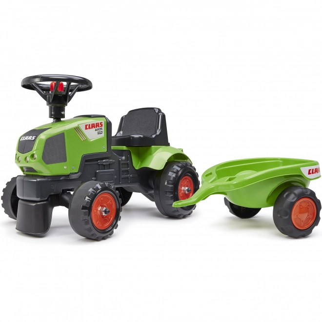 Loopauto - traktor Claas met stuur en aanhanger