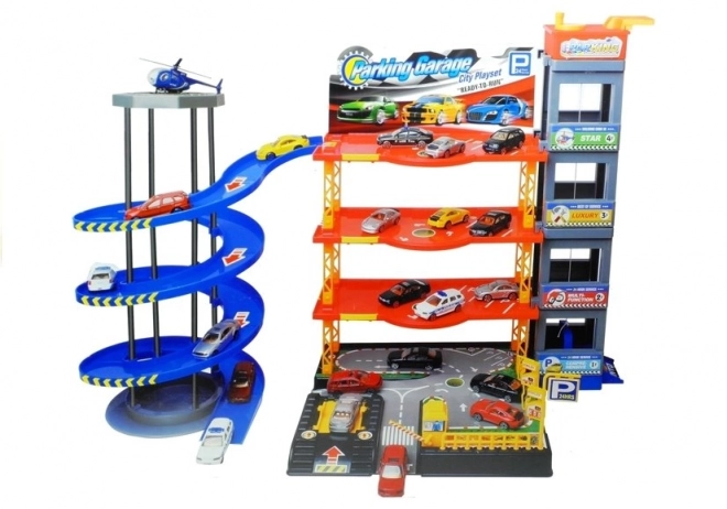 Meerniveaugarage met autootjes en helikopter