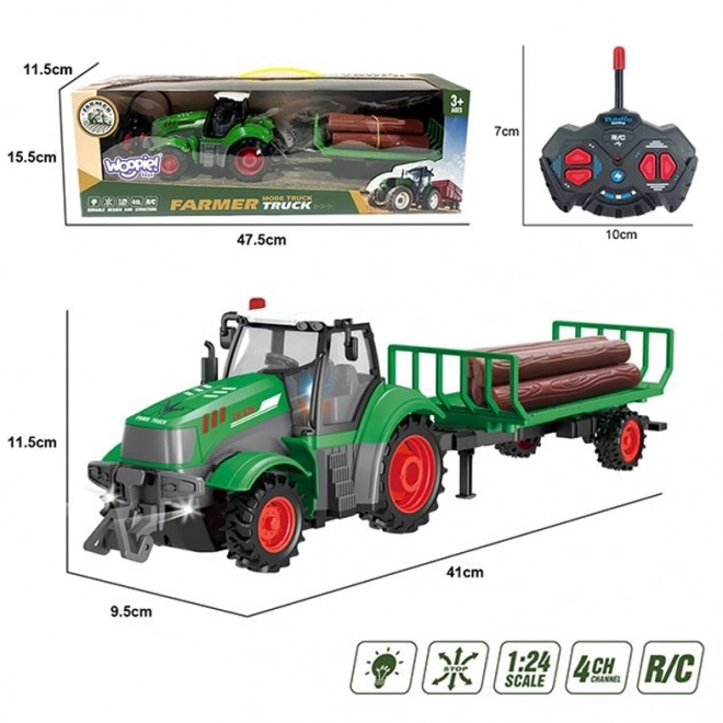 Tractor met aanhanger op afstandsbediening 1:24