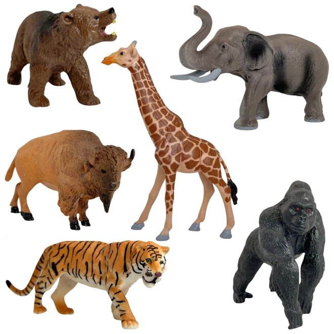 Set van grote figuren van wilde dieren + mat en accessoires
