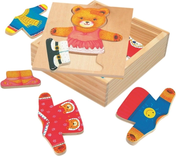 Beer Berta aankleden - houten puzzel