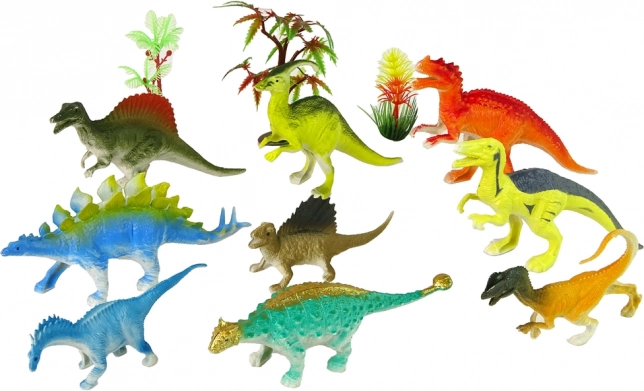 9 verschillende dinosaurussen in levendige kleuren