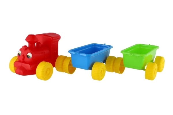 Trein + 2 wagons kunststof 60cm in net