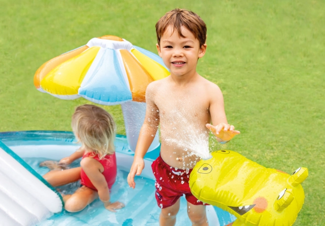 Opblaasbaar kinderzwembad met glijbaan INTEX