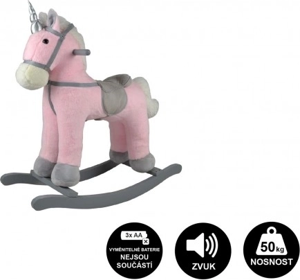 Schommelende pluchen eenhoorn 71 cm met geluid en beweging – Roze