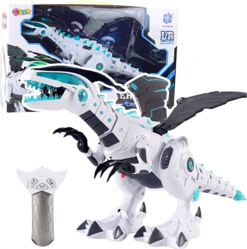 RC robotdinosaurus met afstandsbediening met licht en geluid – wit