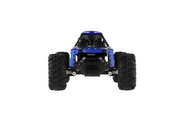Auto RC buggy terrein blauw 22cm plastic 2,4GHz op batterijen + oplaadpakket in doos 32x16x18cm