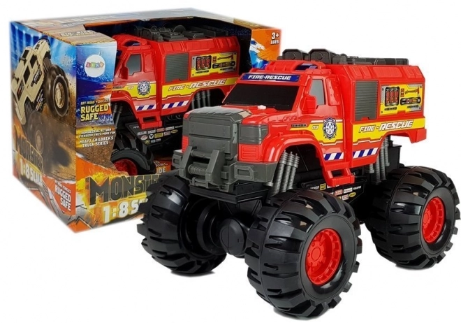 Monster Auto Brandweerauto Grote Wielen 1:8 40 cm x 30 cm x 35 cm