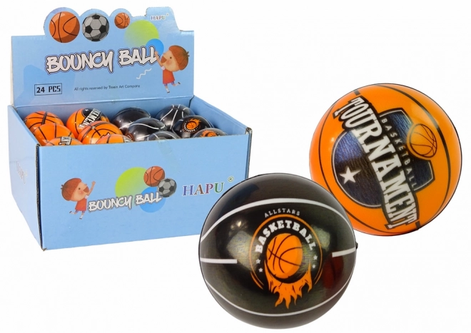 Zachte bal voor kinderen zwart-oranje 7 cm