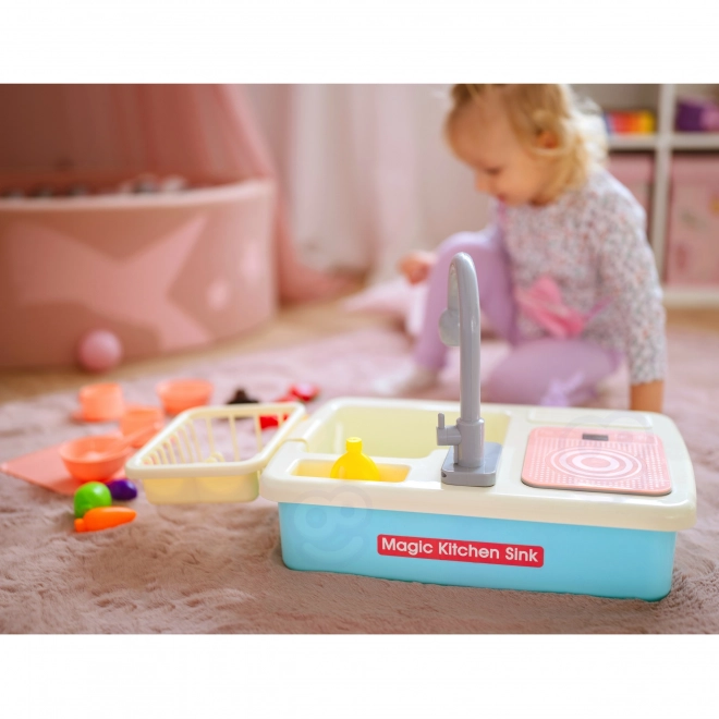 Speelgoedgootsteen met stromend water - blauw