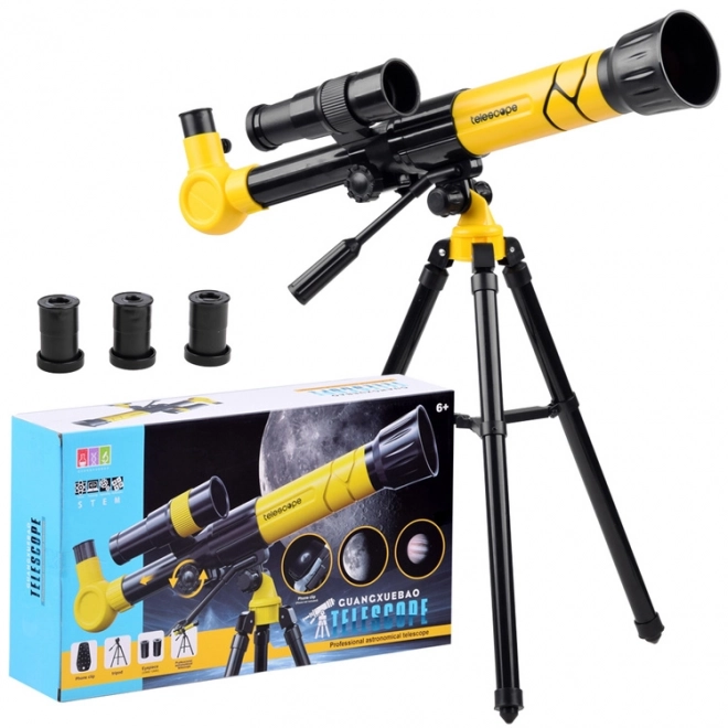 Kindertelescoop op Statief met Vergroting 20x 30x 40x – Geel