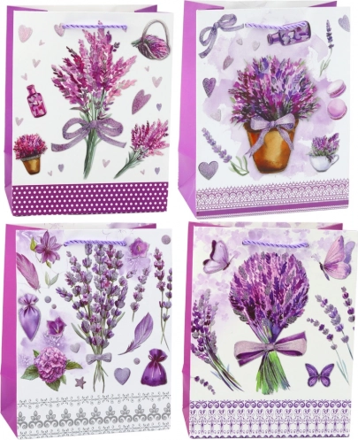 Papieren cadeautas met lavendelmotief