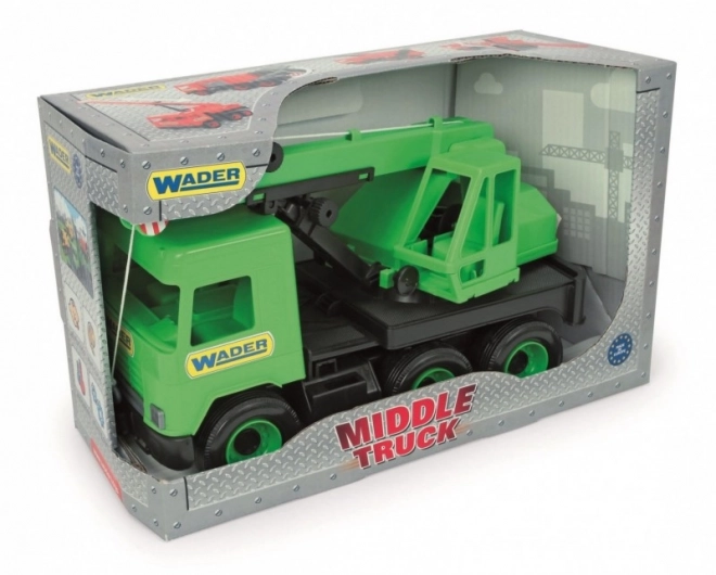 Wader Groene Kraan Middle Truck 38 cm in kartonnen doos