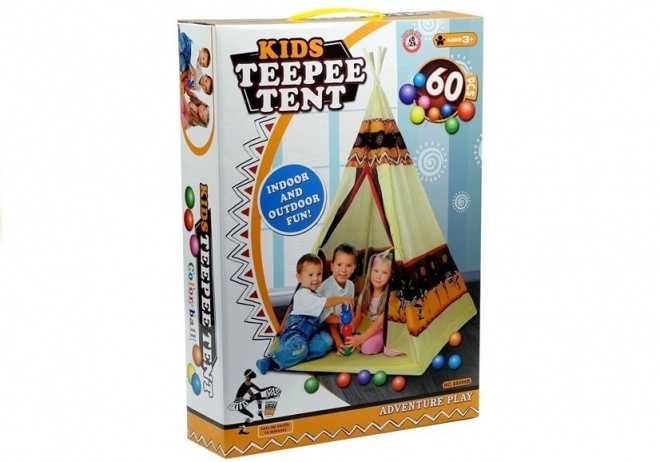 Indiaanse tent Tipi + 60 ballen 155 cm