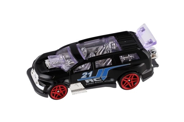 Auto racen 6stks metaal/plastic 8cm vrij rollend in doosje 10,5x27,5x4cm