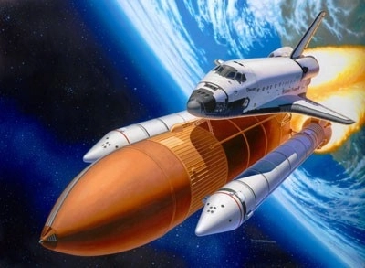 Kunststof model Space Shuttle Discovery & Booster Rockets