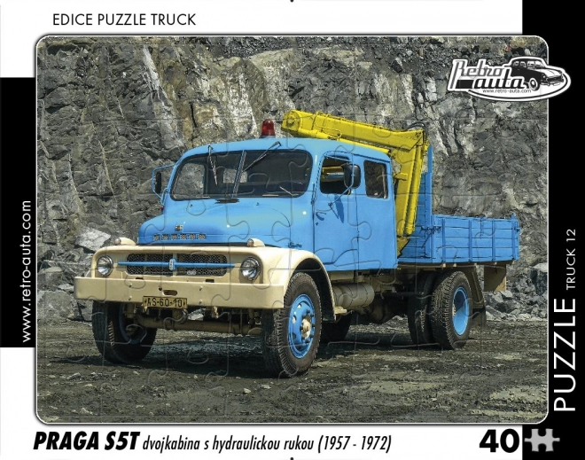 Retro auto's puzzel Praga S5T met hydraulische arm