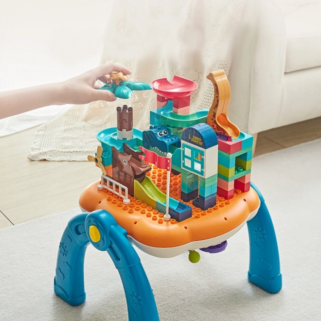 Interactieve educatieve 2-in-1 speeltafel met bouwplaat Blauw