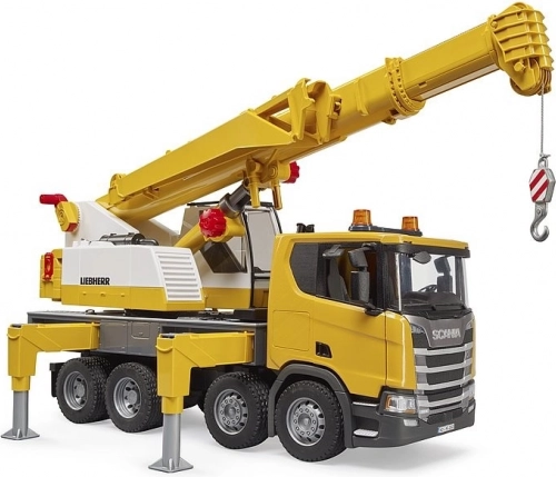 Bruder SCANIA met LIEBHERR-kraan – mobiele kraan 1:16 met licht en geluid