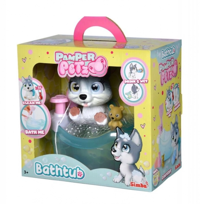 Husky Hondje Pamper Petz in bad