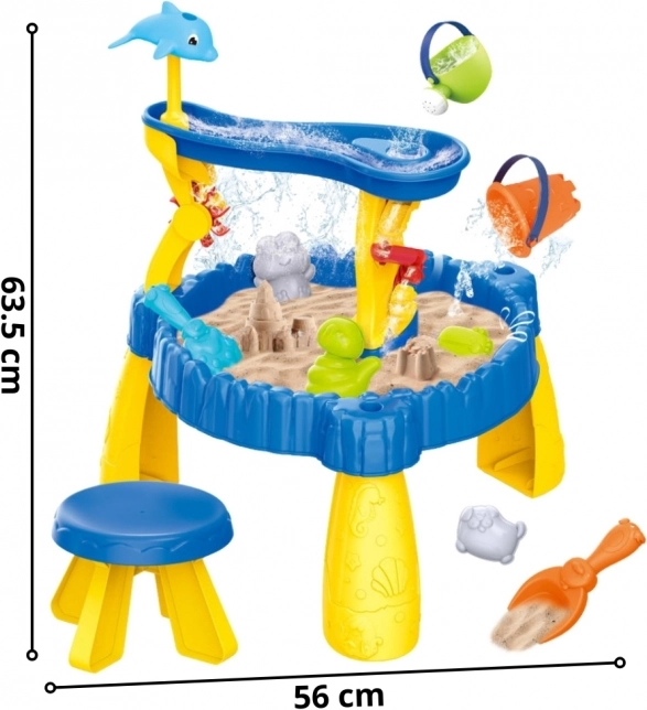 Woopie Water en Zand Tafel XL met Stoeltje 2-in-1 Dolfijn 12 st.