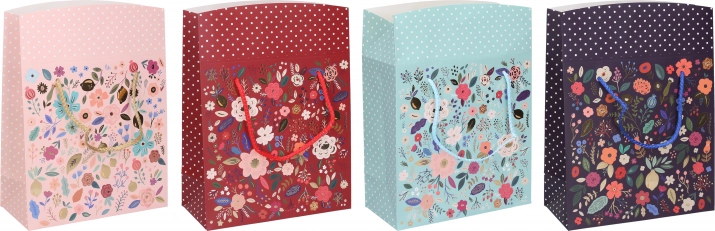 Cadeautas met deksel M 27 × 27 × 13 cm, het hele jaar door, 4 soorten