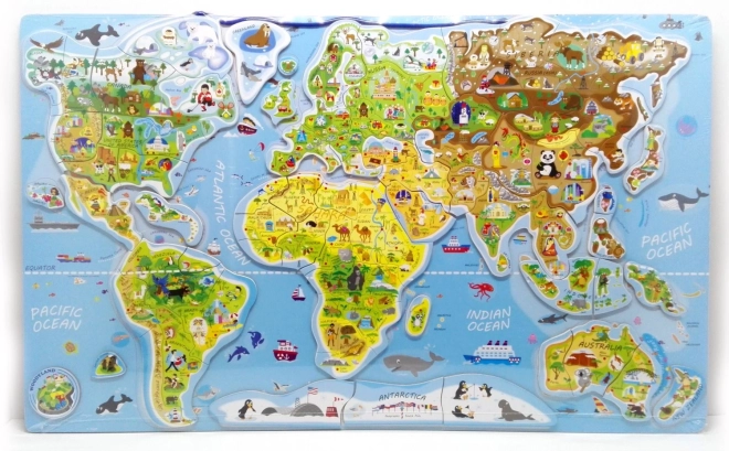 Magnetische puzzel wereldkaart - afbeeldingen en spel 2in1