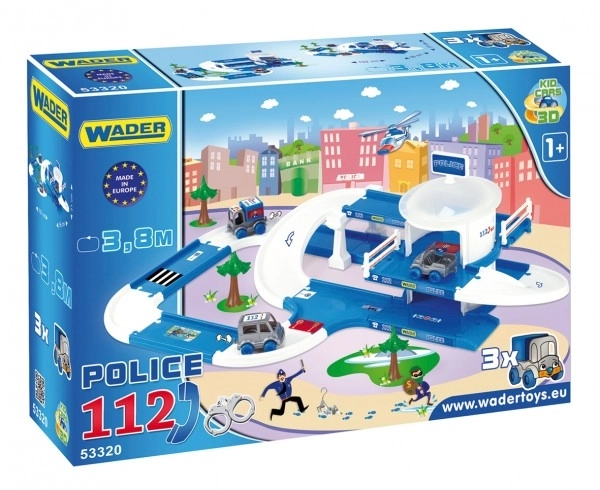 Garage+rail Kid Cars 3D Politie plastic 3,8m in doos 59x40x15cm 12m+ Wader