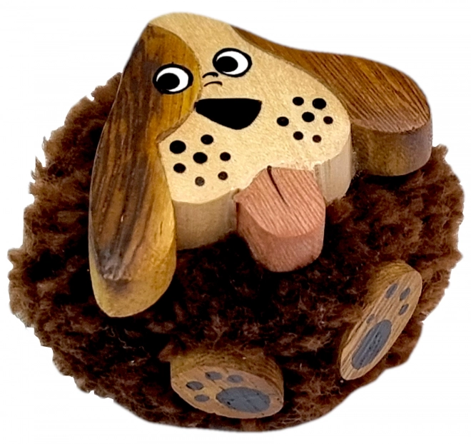 Grote houten magneet Pompom Hond