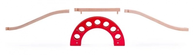 Houten brug met rode boog voor treinen