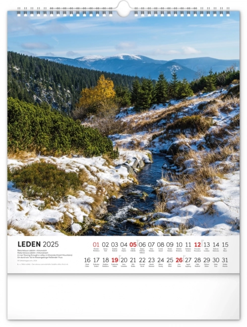NOTIQUE Muurkalender Wandelen door het Tsjechische landschap 2025, 30 x 34 cm