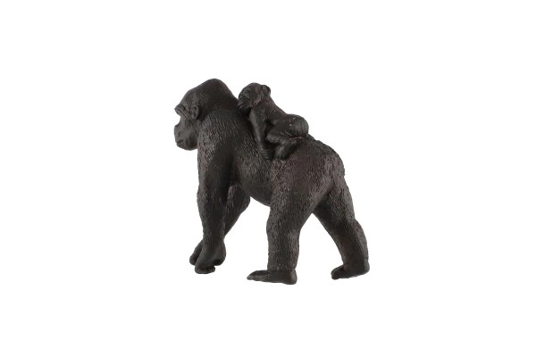 Berggorilla met jong in een zak van kunststof 9cm